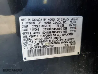 2006 Honda Ridgeline RTL with VIN 2HJYK16526H501770, listed as a Copart auction lot 68320074 with 0 mi miles and Clean Title. Bid and sale history available at carsss.com. Image 12.