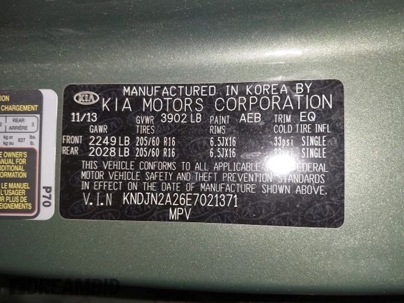 2014 Kia Soul with VIN KNDJN2A26E7021371, listed as a IAAI auction lot 41835253 with 113,313 mi miles. Bid and sale history available at carsss.com. Image 9.