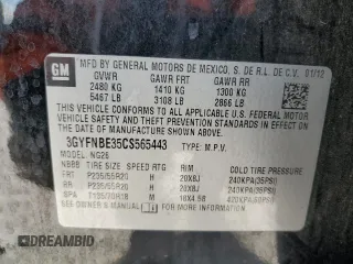 2012 Cadillac SRX Performance Collection with VIN 3GYFNBE35CS565443, listed as a Copart auction lot 44780235 with 171,785 mi miles and Salvage Title. Bid and sale history available at carsss.com. Image 15.