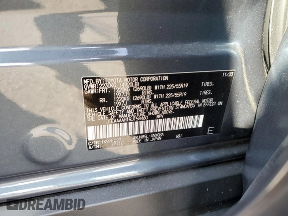 2024 Toyota Venza LE with VIN JTEAAAAH1RJ158460, listed as a Copart auction lot 76305514 with 13,837 mi miles and Salvage Title. Bid and sale history available at carsss.com. Image 13.