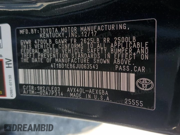 2018 Toyota Avalon Hybrid XLE Plus z VIN 4T1BD1EB6JU063543, wystawiony jako Copart lot #52554915 z przebiegiem 122 986 mil mil oraz Szkoda całkowita • Salvage title. Historia ofert i sprzedaży dostępna na DreamBid. Obrazek 14.