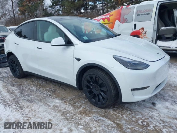 2023 Tesla Model Y Long Range with VIN 7SAYGAEE8PF706706, listed as a IAAI auction lot 41297340 with 24,428 mi miles and . Bid and sale history available at DreamBid. Image 1.