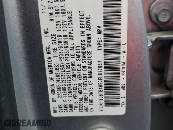 2014 Acura RDX Technology with VIN 5J8TB4H57EL017657, listed as a Copart auction lot 52564615 with 249,434 mi miles and Salvage title. Bid and sale history available at DreamBid. Image 13.