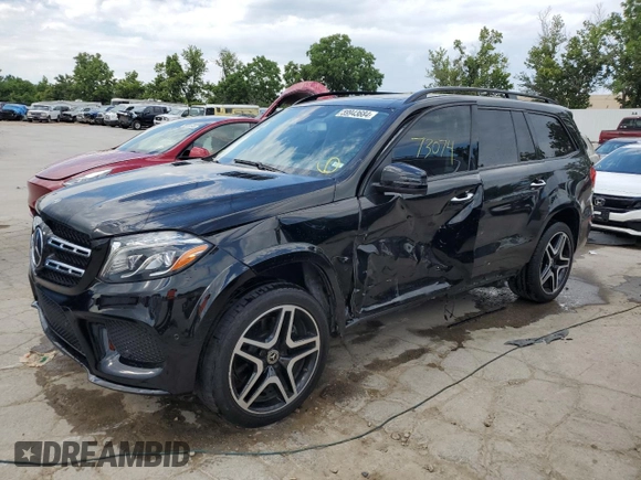 2018 Mercedes-Benz GLS 550 with VIN 4JGDF7DE3JB025569, listed as a Copart auction lot 59943684 with 73,074 mi miles and Salvage Title. Bid and sale history available at DreamBid. Image 1.
