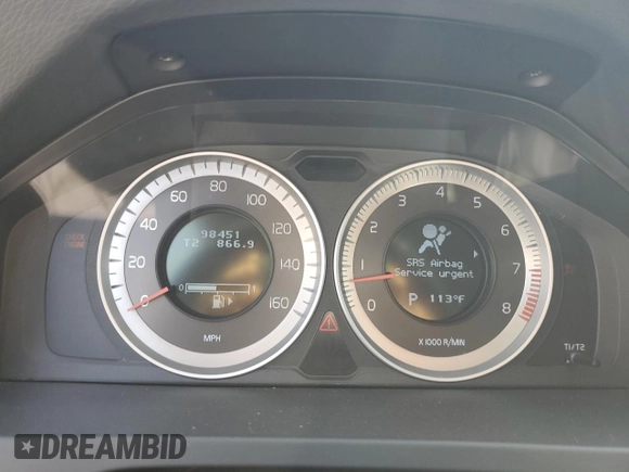 2013 Volvo S60 T5 Premier with VIN YV1612FS5D1228372, listed as a Copart auction lot 61927585 with 98,451 mi miles and Salvage title. Bid and sale history available at DreamBid. Image 9.