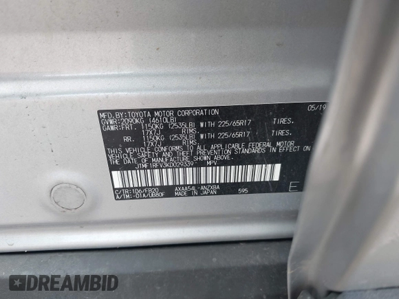 2019 Toyota RAV4 LE с VIN JTMF1RFV3KD029339, выставлен на аукционе IAAI как лот 42478021 с пробегом 48 451 миль миль и . История ставок и продаж доступна на DreamBid. Изображение 9.