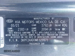 2021 Kia Forte LXS z VIN 3KPF24AD0ME329971, wystawiony jako IAAI lot #42310912 z przebiegiem 37 934 mil mil oraz . Historia ofert i sprzedaży dostępna na DreamBid. Obrazek 9.