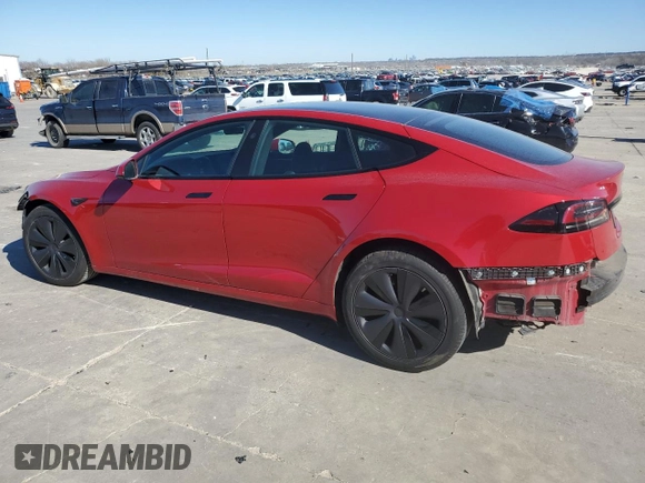 2022 Tesla Model S with VIN 5YJSA1E57NF478036, listed as a Copart auction lot 42147205 with 44,576 mi miles and Salvage title. Bid and sale history available at DreamBid. Image 2.
