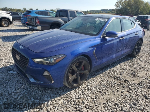 2020 Genesis G70 3.3T with VIN KMTG34LE9LU053508, listed as a Copart auction lot 75052004 with 135,388 mi miles and Salvage Title. Bid and sale history available at DreamBid. Image 1.