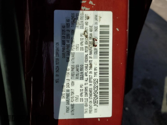 2010 Mazda CX-7 SV z VIN JM3ER2WM3A0321623, wystawiony jako Copart lot #53916965 z przebiegiem 216 749 mil mil oraz Czysty tytuł • Clean title. Historia ofert i sprzedaży dostępna na DreamBid. Obrazek 13.