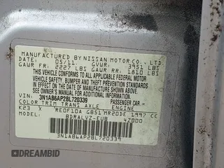 2011 Nissan Sentra SR with VIN 3N1AB6AP2BL720339, listed as a IAAI auction lot 41830158 with Not Provided miles and . Bid and sale history available at DreamBid. Image 9.
