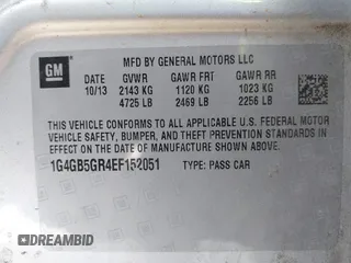 2014 Buick LaCrosse Leather with VIN 1G4GB5GR4EF152051, listed as a IAAI auction lot 42014778 with 128,136 mi miles and . Bid and sale history available at DreamBid. Image 9.