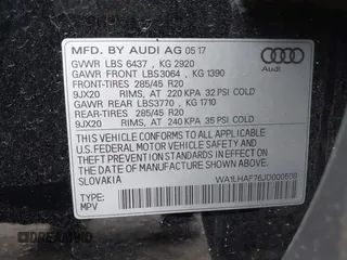 2018 Audi Q7 Premium Plus with VIN WA1LHAF76JD000508, listed as a IAAI auction lot 41837269 with 96,296 mi miles. Bid and sale history available at carsss.com. Image 9.