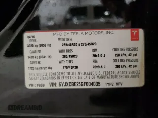 2016 Tesla Model X 70D z VIN 5YJXCBE25GF004035, wystawiony jako Copart lot #43964955 z przebiegiem 127 100 mil mil oraz Szkody całkowita. Historia ofert i sprzedaży dostępna na DreamBid. Obrazek 13.