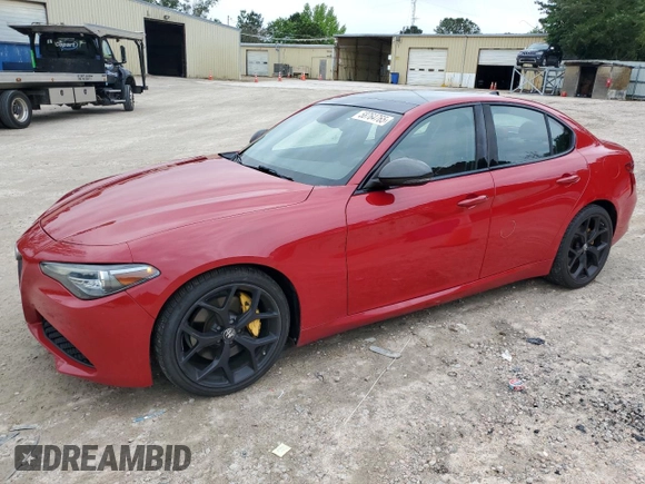 2019 Alfa Romeo Giulia Sport with VIN ZARFAMAN9K7622816, listed as a Copart auction lot 58764765 with 46,187 mi miles and Salvage title. Bid and sale history available at DreamBid. Image 1.