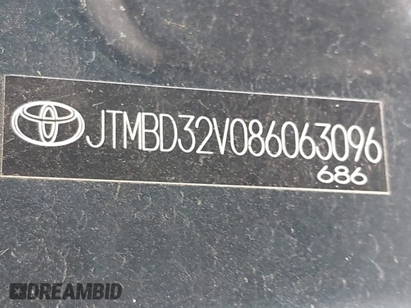 2008 Toyota RAV4 Sport с VIN JTMBD32V086063096, выставлен на аукционе IAAI как лот 42664503 с пробегом 255 415 миль миль и . История ставок и продаж доступна на DreamBid. Изображение 9.