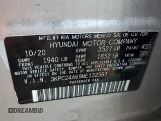 2021 Hyundai Accent SE with VIN 3KPC24A69ME132561, listed as a Copart auction lot 64632985 with 62,314 mi miles and Clean title. Bid and sale history available at DreamBid. Image 12.