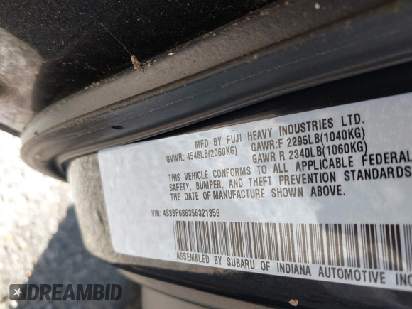 2005 Subaru Legacy with VIN 4S3BP686356321356, listed as a IAAI auction lot 41966786 with 124,939 mi miles and . Bid and sale history available at DreamBid. Image 9.
