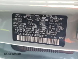 2025 Hyundai Kona SE with VIN KM8HACAB0SU193825, listed as a Copart auction lot 47558805 with 0 mi miles and Salvage Title. Bid and sale history available at carsss.com. Image 14.