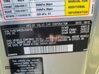 2013 Volvo C70 T5 с VIN YV1672MC0DJ138119, выставлен на аукционе IAAI как лот 42456081 с пробегом 75 588 миль миль и . История ставок и продаж доступна на DreamBid. Изображение 9.