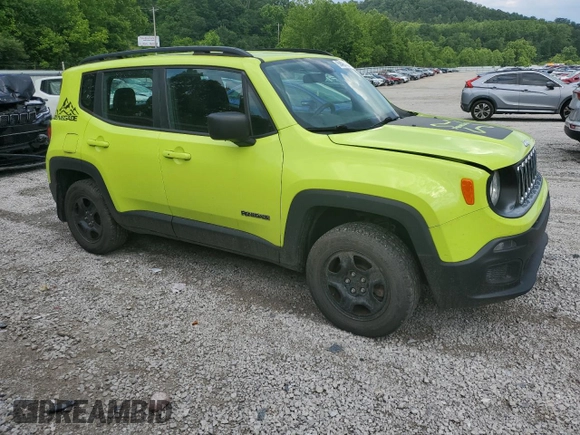 2017 Jeep Renegade Sport with VIN ZACCJBAB2HPG05598, listed as a Copart auction lot 58497165 with 74,596 mi miles and Salvage title. Bid and sale history available at DreamBid. Image 4.