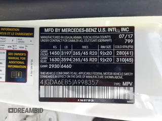 2018 Mercedes-Benz GLE 43 AMG with VIN 4JGDA6EB5JA998357, listed as a IAAI auction lot 42239740 with 102,758 mi miles and . Bid and sale history available at DreamBid. Image 9.