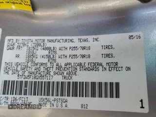 2016 Toyota Tundra SR5 z VIN 5TFDW5F10GX557117, wystawiony jako Copart lot #56503625 z przebiegiem 138 648 mil mil oraz Szkoda całkowita • Salvage title. Historia ofert i sprzedaży dostępna na DreamBid. Obrazek 12.