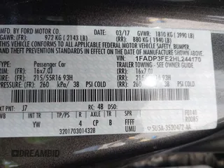 2017 Ford Focus SE с VIN 1FADP3FE2HL244170, выставлен на аукционе IAAI как лот 42281389 с пробегом 45 402 миль миль и . История ставок и продаж доступна на DreamBid. Изображение 9.
