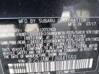 2018 Subaru Forester Touring with VIN JF2SJAWC7JH441559, listed as a IAAI auction lot 41599025 with 105,828 mi miles. Bid and sale history available at carsss.com. Image 9.