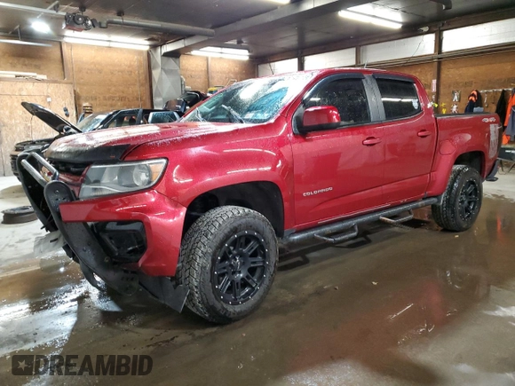 2021 Chevrolet Colorado 4WD Work Truck with VIN 1GCGTBEN9M1142692, listed as a Copart auction lot 51761695 with 75,374 mi miles and Salvage title. Bid and sale history available at DreamBid. Image 1.