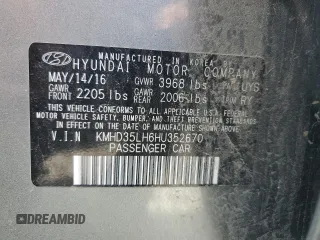 2017 Hyundai Elantra with VIN KMHD35LH6HU352670, listed as a Copart auction lot 59331955 with 123,529 mi miles and Salvage title. Bid and sale history available at DreamBid. Image 12.