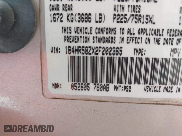 2002 Dodge Durango z VIN 1B4HR58ZX2F202365, wystawiony jako IAAI lot #42386912 z przebiegiem Nie podano mil oraz . Historia ofert i sprzedaży dostępna na DreamBid. Obrazek 9.
