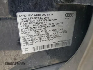 2019 Audi Q7 Premium Plus with VIN WA1LHAF76KD037821, listed as a Copart auction lot 60825955 with 125,616 mi miles and Clean title. Bid and sale history available at DreamBid. Image 14.
