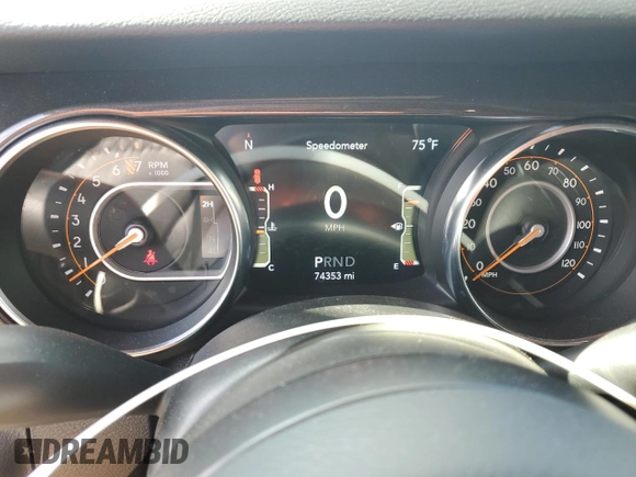 2021 Jeep Wrangler Unlimited Sport S with VIN 1C4HJXDG3MW583165, listed as a Copart auction lot 57218275 with 74,353 mi miles and Salvage title. Bid and sale history available at DreamBid. Image 9.