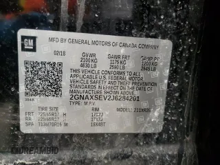 2018 Chevrolet Equinox LT with VIN 2GNAXSEV2J6284201, listed as a Copart auction lot 47880885 with Not Provided miles and Salvage Title. Bid and sale history available at DreamBid. Image 13.
