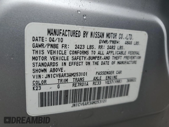 2010 Infiniti G37 x with VIN JN1CV6AR3AM253101, listed as a Copart auction lot 44177074 with Not Provided miles and Salvage Title. Bid and sale history available at carsss.com. Image 12.