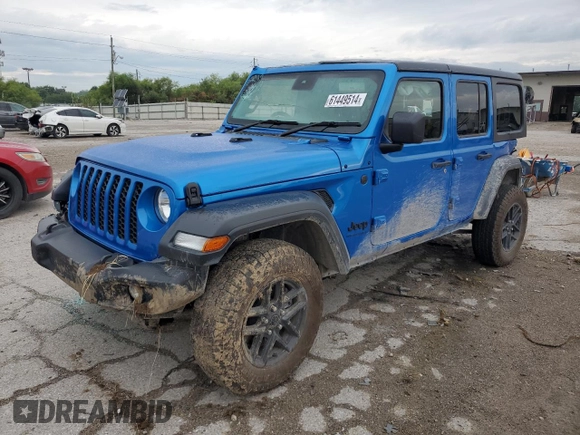 2024 Jeep Wrangler Sport with VIN 1C4PJXKN3RW236990, listed as a Copart auction lot 61449514 with 3,479 mi miles and Salvage title. Bid and sale history available at DreamBid. Image 1.
