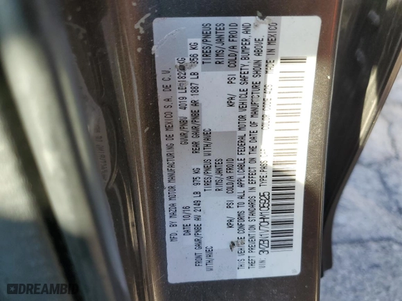 2017 Mazda Mazda3 4-Door Touring with VIN 3MZBN1V70HM105925, listed as a Copart auction lot 75853144 with 196,872 mi miles and Salvage Title. Bid and sale history available at carsss.com. Image 12.
