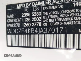 2018 Mercedes-Benz E 300 with VIN WDDZF4KB4JA370171, listed as a IAAI auction lot 42404611 with 92,944 mi miles and . Bid and sale history available at DreamBid. Image 9.