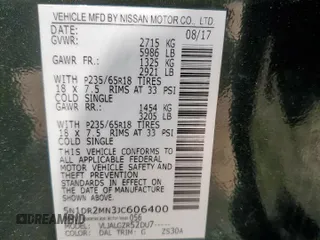 2018 Nissan Pathfinder SL with VIN 5N1DR2MN3JC606400, listed as a Copart auction lot 57350325 with 114,167 mi miles and Salvage title. Bid and sale history available at DreamBid. Image 13.