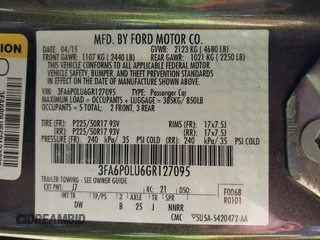 2016 Ford Fusion SE Hybrid с VIN 3FA6P0LU6GR127095, выставлен на аукционе IAAI как лот 42013324 с пробегом 134 474 миль миль и . История ставок и продаж доступна на DreamBid. Изображение 9.