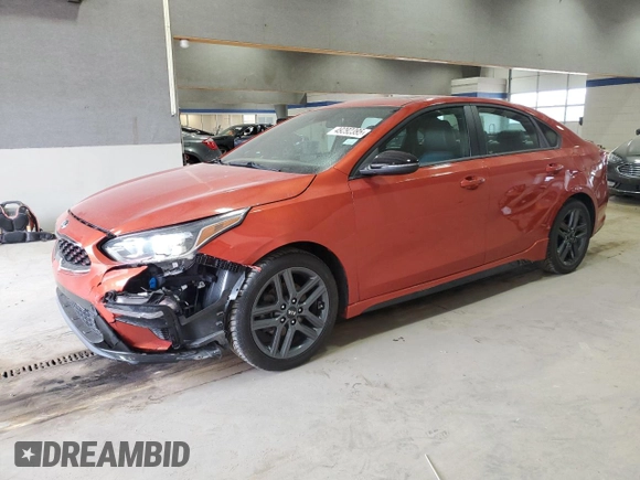 2021 Kia Forte GT-Line with VIN 3KPF34AD9ME281237, listed as a Copart auction lot 49292395 with 77,580 mi miles and Salvage Title. Bid and sale history available at carsss.com. Image 1.