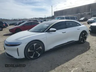 2023 Lucid Air Touring with VIN 50EA1TEA8PA003393, listed as a Copart auction lot 41965965 with 6,344 mi miles and Salvage Title. Bid and sale history available at carsss.com. Image 1.