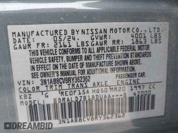 2024 Nissan Sentra SV с VIN 3N1AB8CV8RY362362, выставлен на аукционе IAAI как лот 41736221 с пробегом 9 529 миль миль и . История ставок и продаж доступна на DreamBid. Изображение 9.