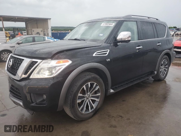 2020 Nissan Armada SL with VIN JN8AY2NC2L9618260, listed as a Copart auction lot 57082664 with 110,695 mi miles and Clean Title. Bid and sale history available at carsss.com. Image 1.