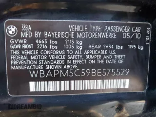 2011 BMW 3 Series 335i with VIN WBAPM5C59BE575529, listed as a Copart auction lot 44697325 with 151,284 mi miles and Clean Title. Bid and sale history available at carsss.com. Image 12.