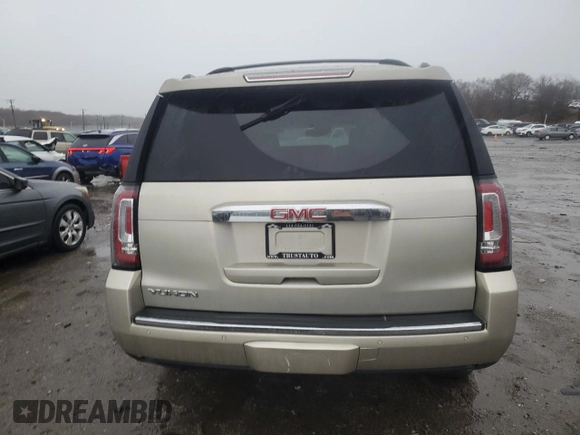 2015 GMC Yukon Denali with VIN 1GKS2CKJ3FR592707, listed as a Copart auction lot 47581575 with 121,326 mi miles and Salvage Title. Bid and sale history available at carsss.com. Image 6.