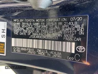 2021 Toyota Corolla Hybrid LE with VIN JTDEAMDE0MJ009233, listed as a Copart auction lot 47051805 with 212,244 mi miles and Clean Title. Bid and sale history available at carsss.com. Image 10.
