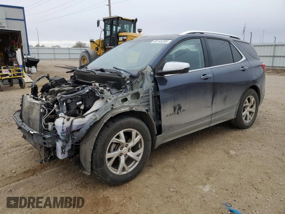 2018 Chevrolet Equinox Premier with VIN 3GNAXVEV8JS528324, listed as a Copart auction lot 50145285 with 43,462 mi miles and Salvage Title. Bid and sale history available at DreamBid. Image 1.