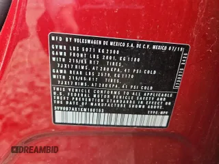 2019 Volkswagen Tiguan S z VIN 3VV0B7AX1KM180153, wystawiony jako Copart lot #60573955 z przebiegiem 66 995 mil mil oraz Szkoda całkowita • Salvage title. Historia ofert i sprzedaży dostępna na DreamBid. Obrazek 12.